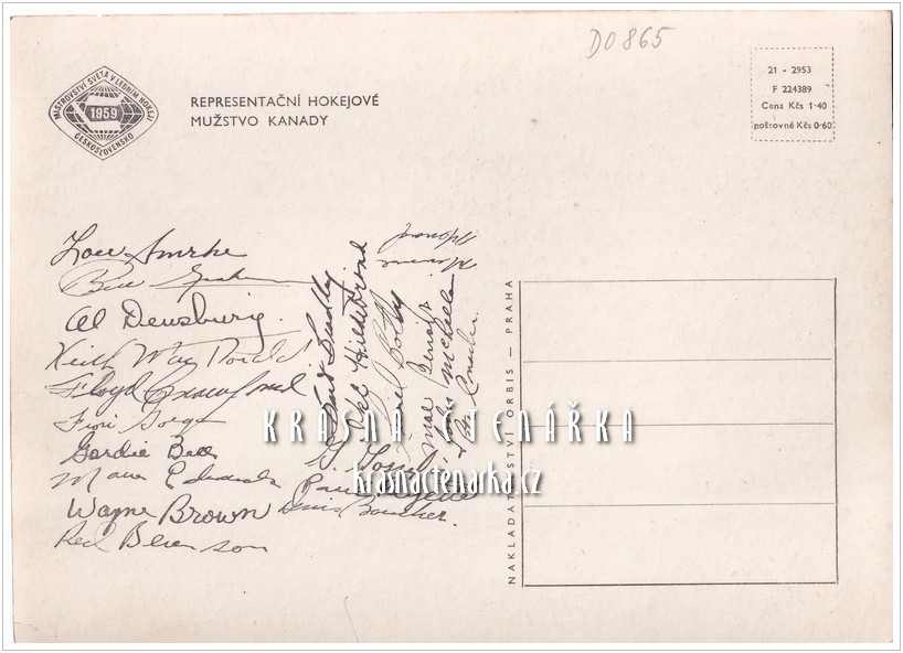 REPRESENTAČNÍ HOKEJOVÉ MUŽSTVO KANADY 1959