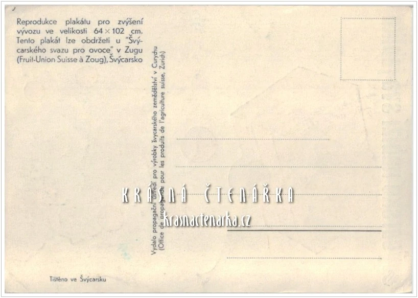 REKLAMNÍ pohlednice: ŠVÝCARSKO NABÍZÍ SVÁ JABLKA