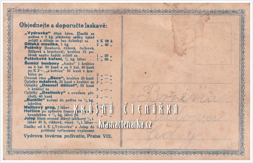 VYDROVA továrna na výrobu poživatin: VYDROVA DĚTSKÁ MOUČKA