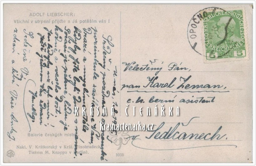 Pohlednice s NÁBOŽENSKÝM motivem (il. Adolf Liebscher)