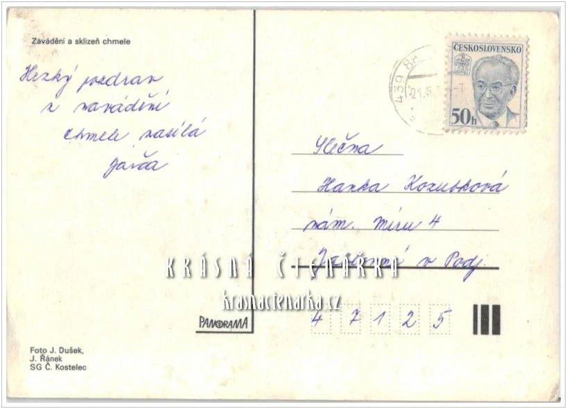 POZDRAV Z ČESÁNÍ CHMELE a Z CHMELOVÉ BRIGÁDY