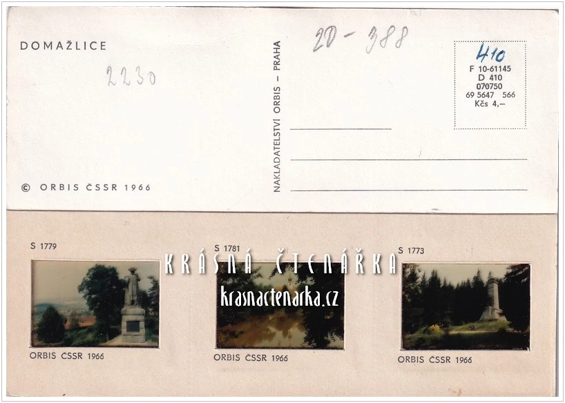 DOMAŽLICE a Chodsko, Pohlednice s diapozitivy