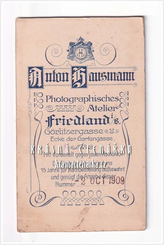 Fotografická vizitka: DÁMA (Atelier Anton Hausmann, Frýdlant)