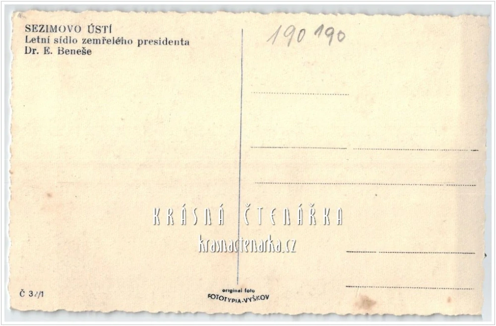 SEZIMOVO ÚSTÍ, Vila Dr. E. Beneše