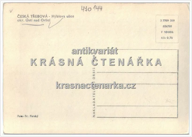 ČESKÁ TŘEBOVÁ, Hýblova ulice s prodejnou KSČ a Jas)