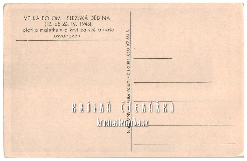 VELKÁ POLOM po osvobození v dubnu 1945