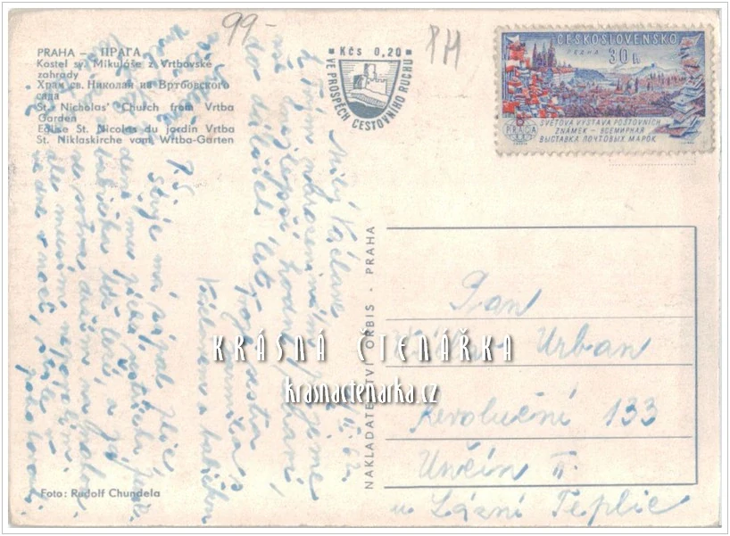 PRAHA, Pohled na kostel sv. Mikuláše z Vrtbovské zahrady