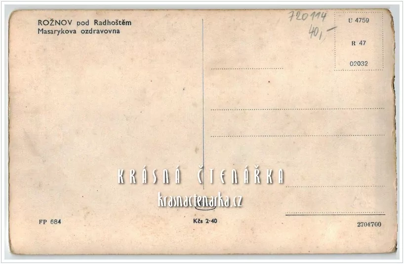 ROŽNOV POD RADHOŠTĚM, Masarykova ozdravovna