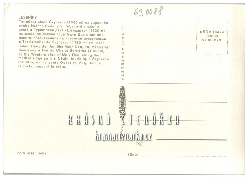 Pohoří JESENÍKY, Chata Švýcárna