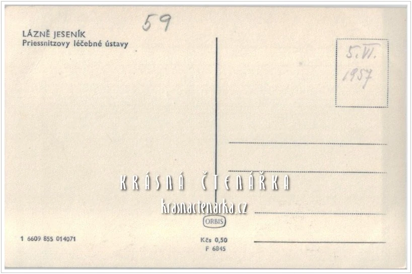 Lázně JESENÍK, Priessnitzovy léčebné lázně ... a trávník s rudou hvězdou