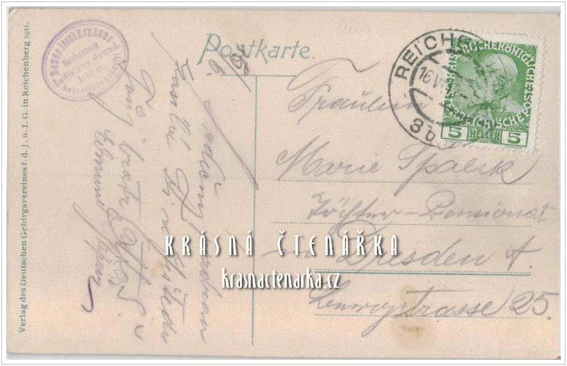 Hora JEŠTĚD a horský hotel (vydáno 1911)