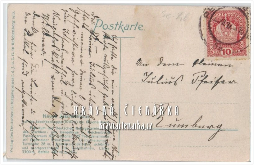 Hora JEŠTĚD a horský hotel (vydáno 1912)