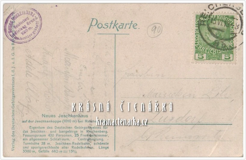 Hora JEŠTĚD a horský hotel (vydáno 1913)