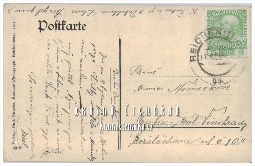 LIBEREC Hanychov a pohled na JEŠTĚD (vydáno 1907)