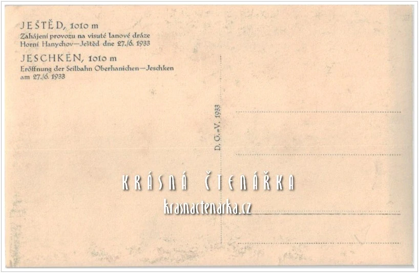 LIBEREC Hanychov a pohled na JEŠTĚD (vydáno 1933)