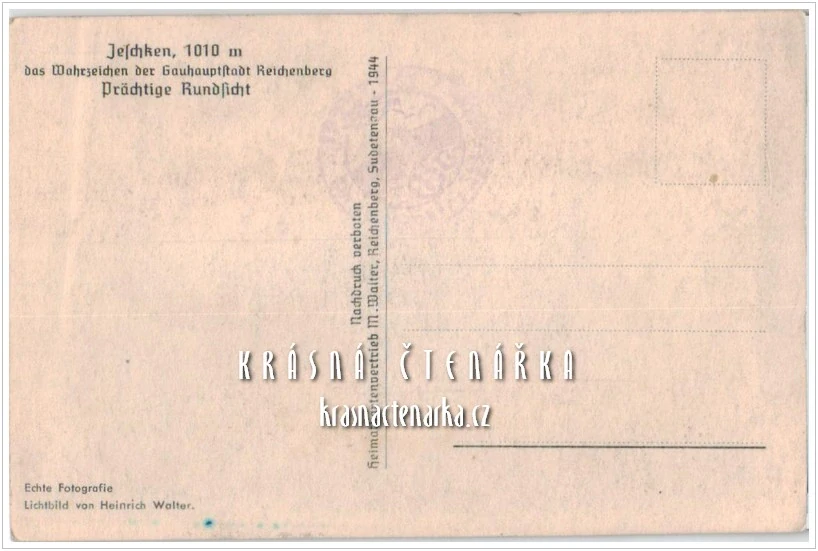 LIBEREC Hanychov a pohled na JEŠTĚD (vydáno 1944, fot. Heinrich Walter)