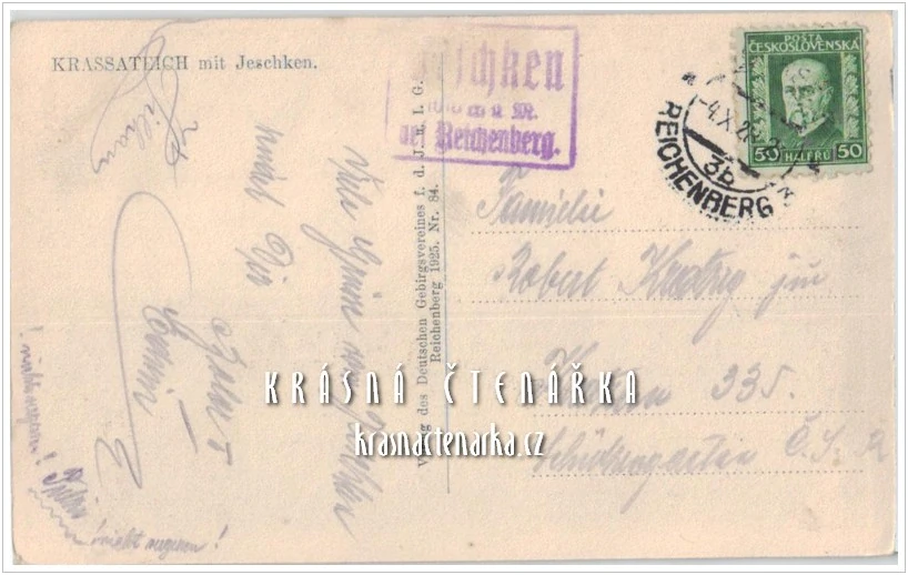 CHRASTNÁ a pohled na JEŠTĚD (vydáno 1925)