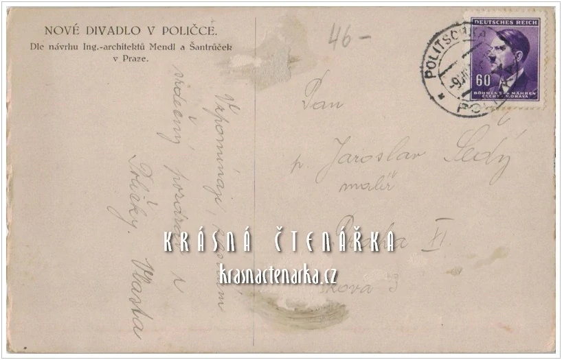 POLIČKA, Architektonický návrh Mendl a Šantrůček na stavbu divadla / Tylův dům