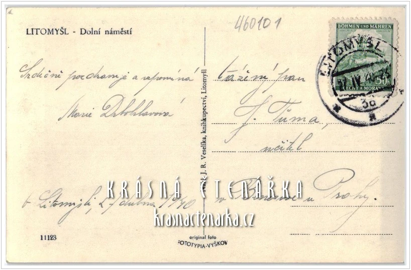 LITOMYŠL, Náměstí a pomník Bedřicha Smetany