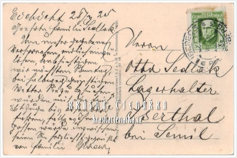 LIBEREC Hanychov a pohled na JEŠTĚD (vydáno 1924)