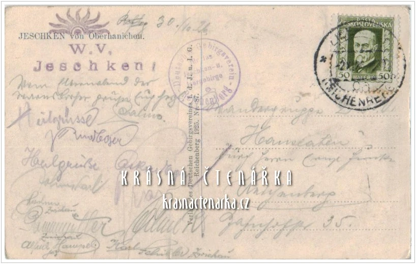 LIBEREC Hanychov a pohled na JEŠTĚD (vydáno 1925)