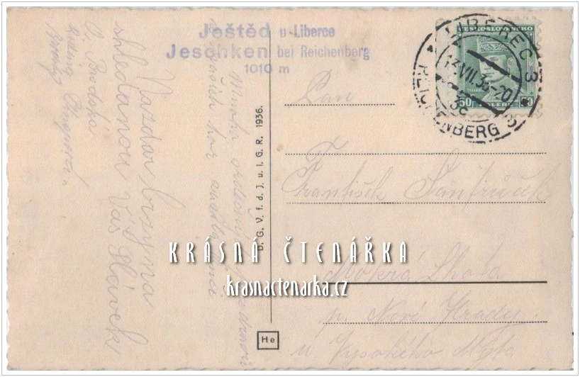 Hora JEŠTĚD a horský hotel (vydáno 1936)