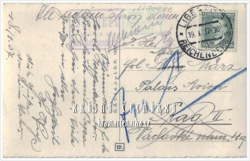 Hora JEŠTĚD a horský hotel v zimě (vydáno 1937)