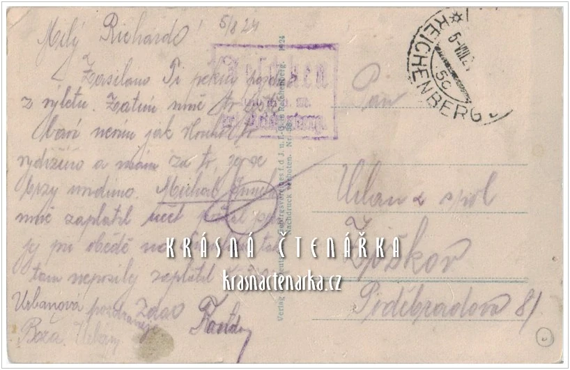 KŘIŽANY a pohled na JEŠTĚD (vydáno 1924) (fot. Walter Heinrich)