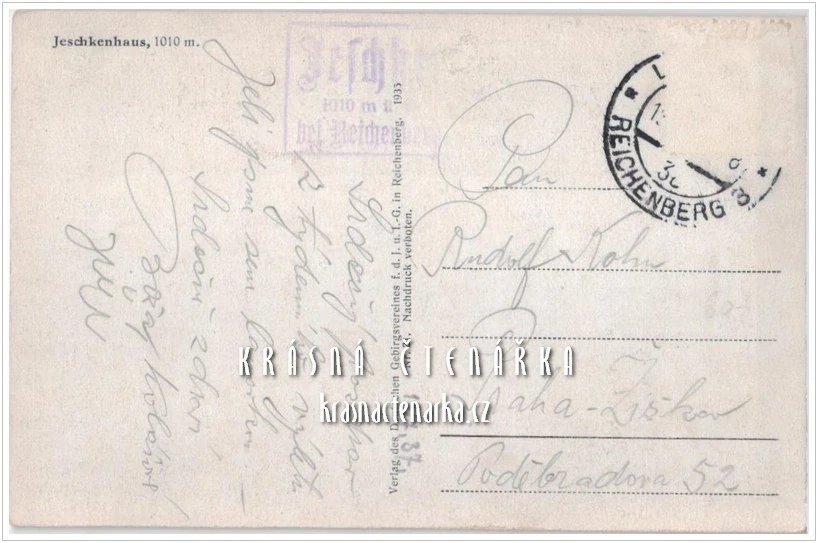 Hora JEŠTĚD a horský hotel (vydáno 1935)