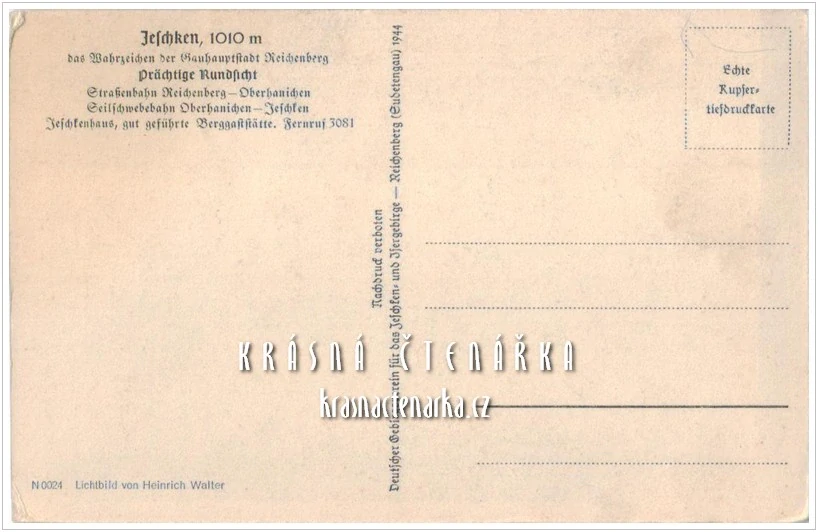 Hora JEŠTĚD a horský hotel (vydáno 1944) (fot. Walter Heinrich)