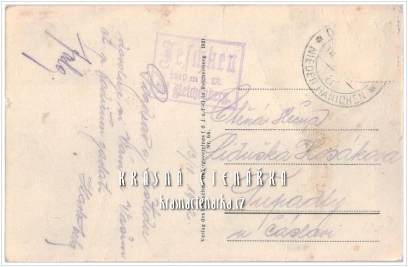 Hora JEŠTĚD a horský hotel (vydáno 1921)