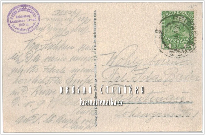 Hora JEŠTĚD a horský hotel (vydáno 1913)