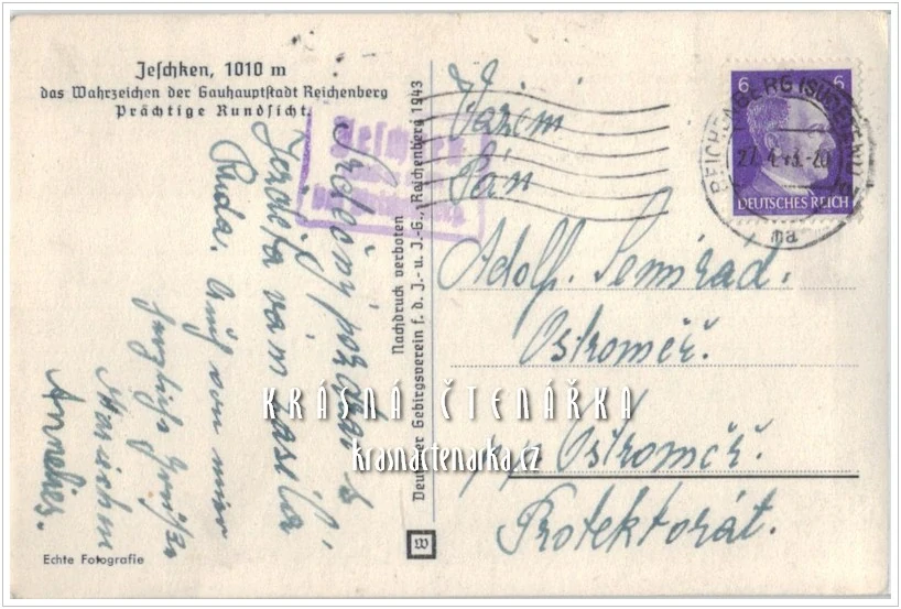 Hora JEŠTĚD a horský hotel (vydáno 1943)