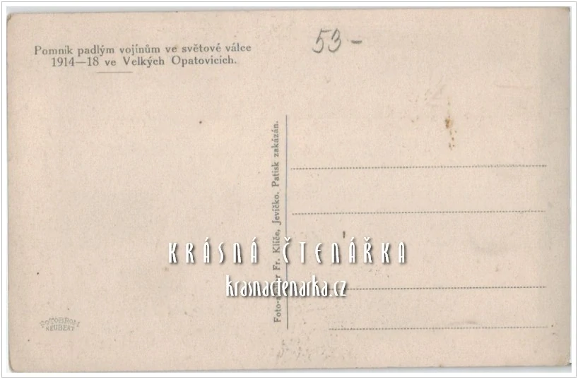VELKÉ OPATOVICE, Pomník padlých vojínům v 1. sv. v.
