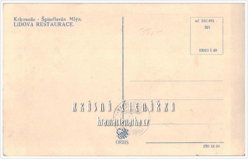 ŠPINDLERŮV MLÝN, Lidová restaurace