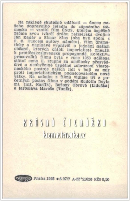Rudolf DEYL, Božena OBROVÁ, Jaroslav MAREŠ ve film ÚNOS