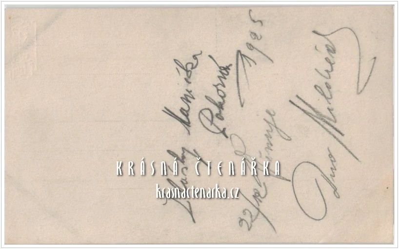 Umělkyně MÁNIČKA POKORNÁ v roce 1925