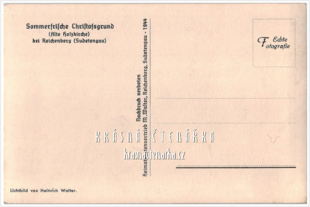 KRYŠTOFOVO ÚDOLÍ, Kostel sv. Kryštofa, vydáno 1944