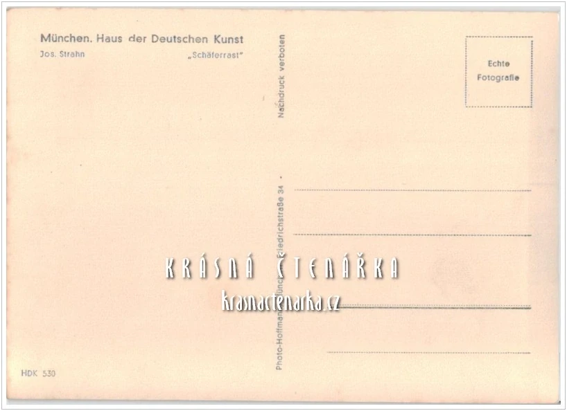 Jos. Strahn: SCHÄFERRAST, reprodukce obrazu