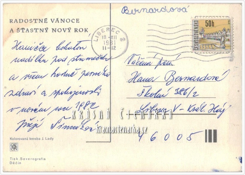 VÁNOČNÍ a NOVOROČNÍ pohlednice (il. Josef Lada)