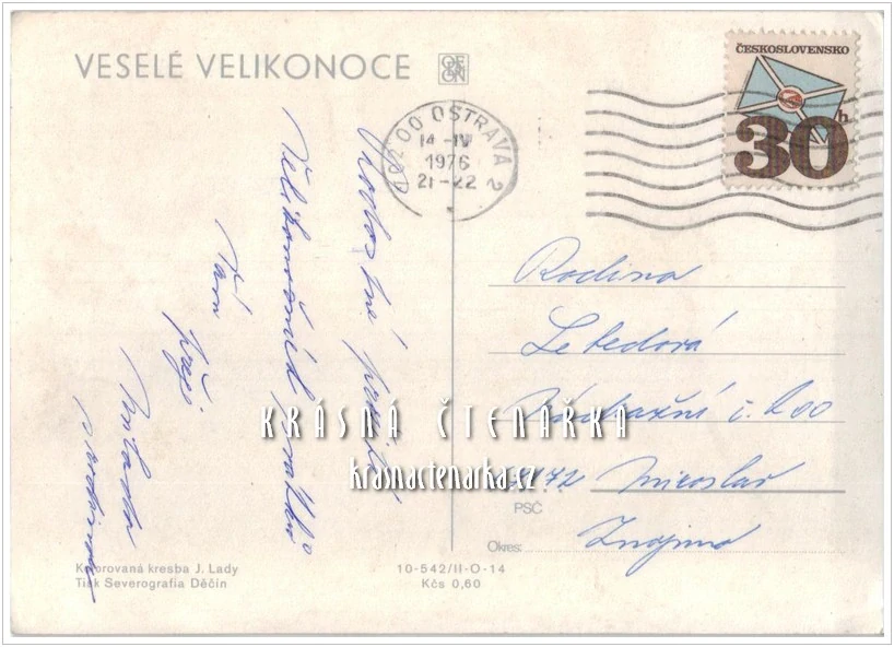 VELIKONOČNÍ pohlednice (il. Josef Lada)