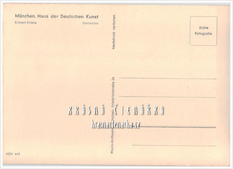 Robert Knaus: GERANIEN, reprodukce obrazu