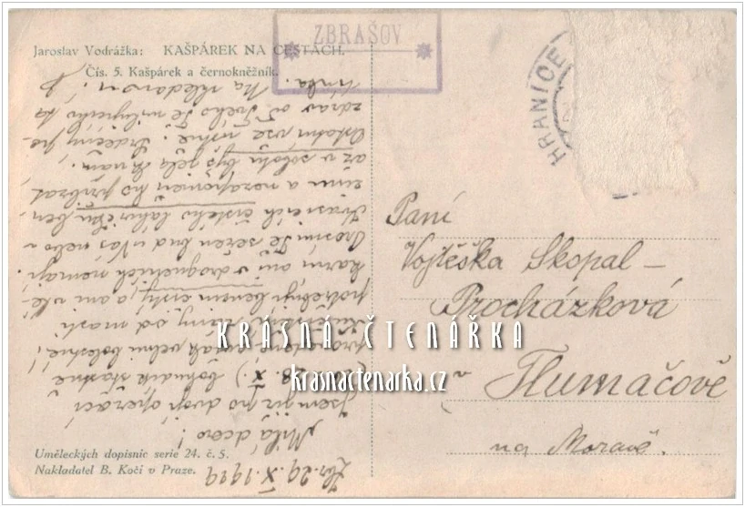 KAŠPÁREK A ČERNOKNĚŽNÍK, Uměleckých pohlednic serie 24 č. 5