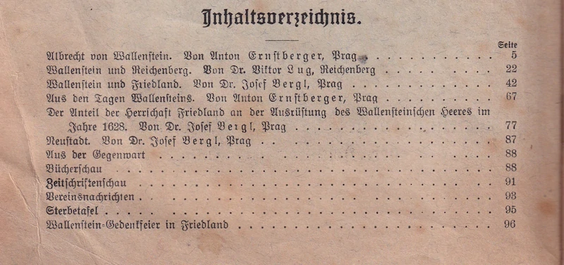 WALLENSTEIN, Mitteilungen des Vereines für Heimatkunde des Jeschken-Alter-Gaues