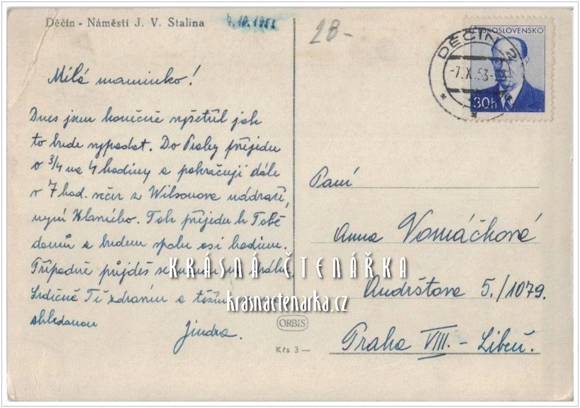 DĚČÍN, bývalé Stalinovo náměstí, nyní Masarykovo