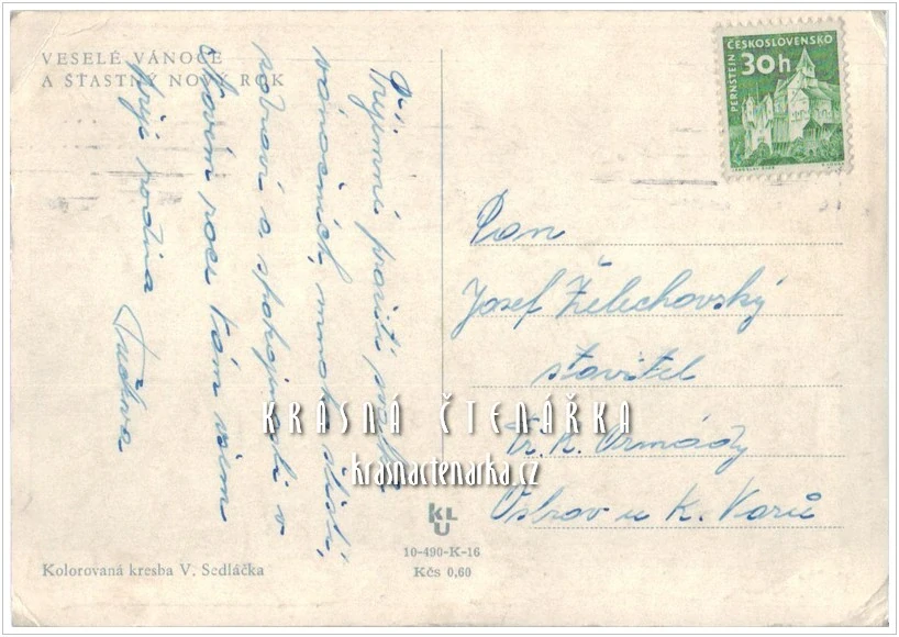 VÁNOČNÍ a NOVOROČNÍ pohlednice (il. Vojtěch Sedláček)