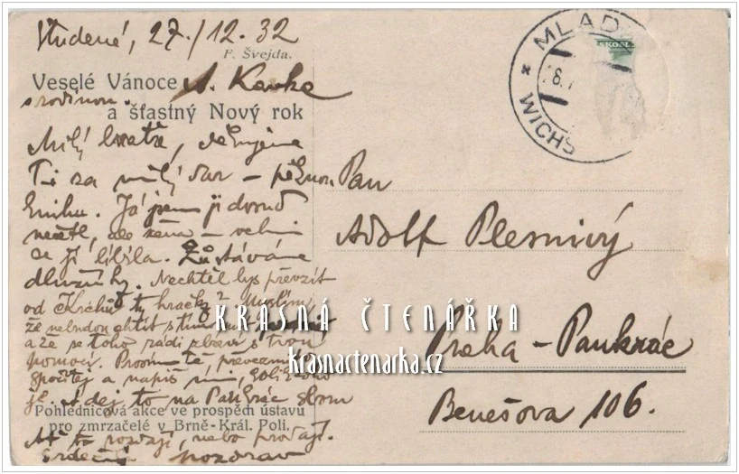 VÁNOČNÍ a NOVOROČNÍ pohlednice (il. F. Švejda)