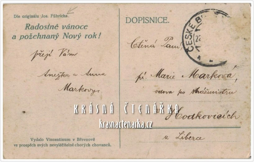 VÁNOČNÍ a NOVOROČNÍ pohlednice (il. Josepg Führich)