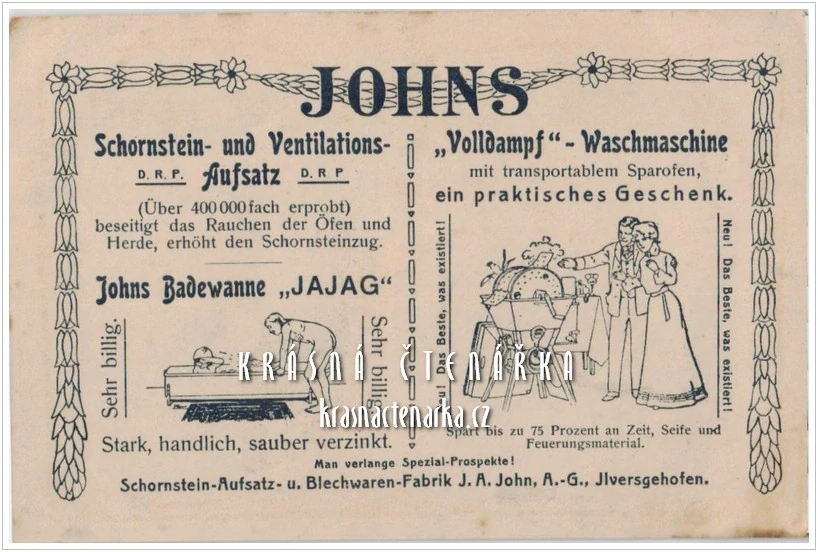 NOVOROČNÍ pohlednice a reklama Johns Schornstein- und Ventilations- Aufsatz