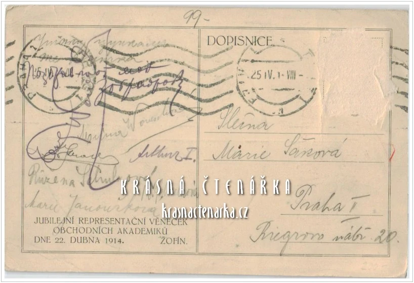 PRAHA, Reprezentační věneček obchodních akademiků, Žofín 22. dubna 1914